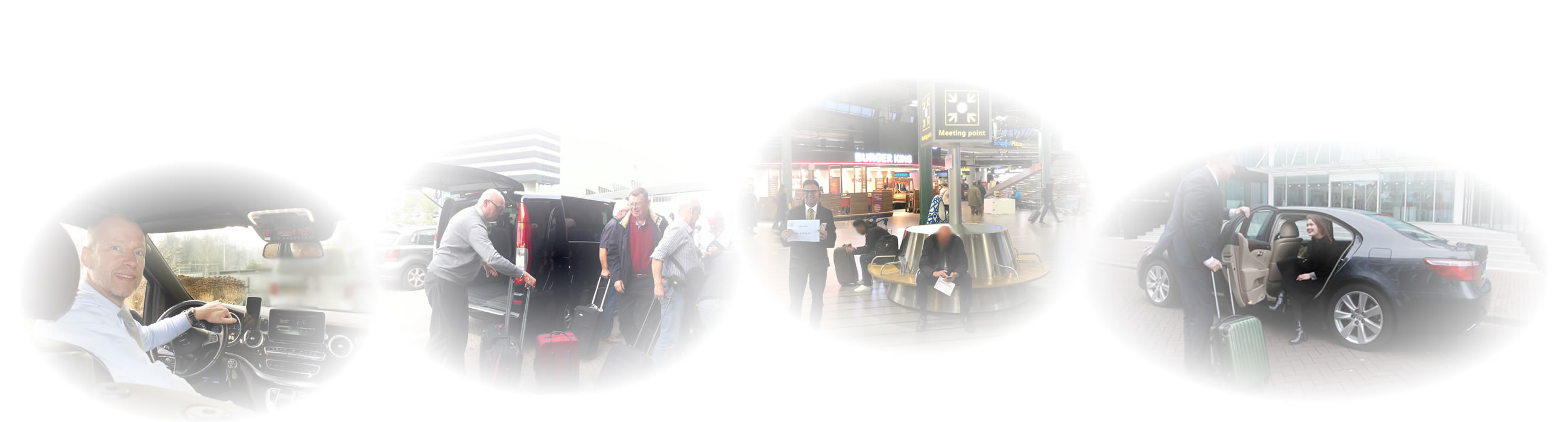 Comfortabel in de taxi naar Schiphol